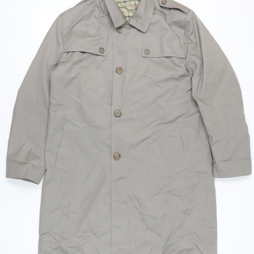 Wellington Mens Grey Overcoat Jacket Size 40 Regular Fit Polyester Cotton