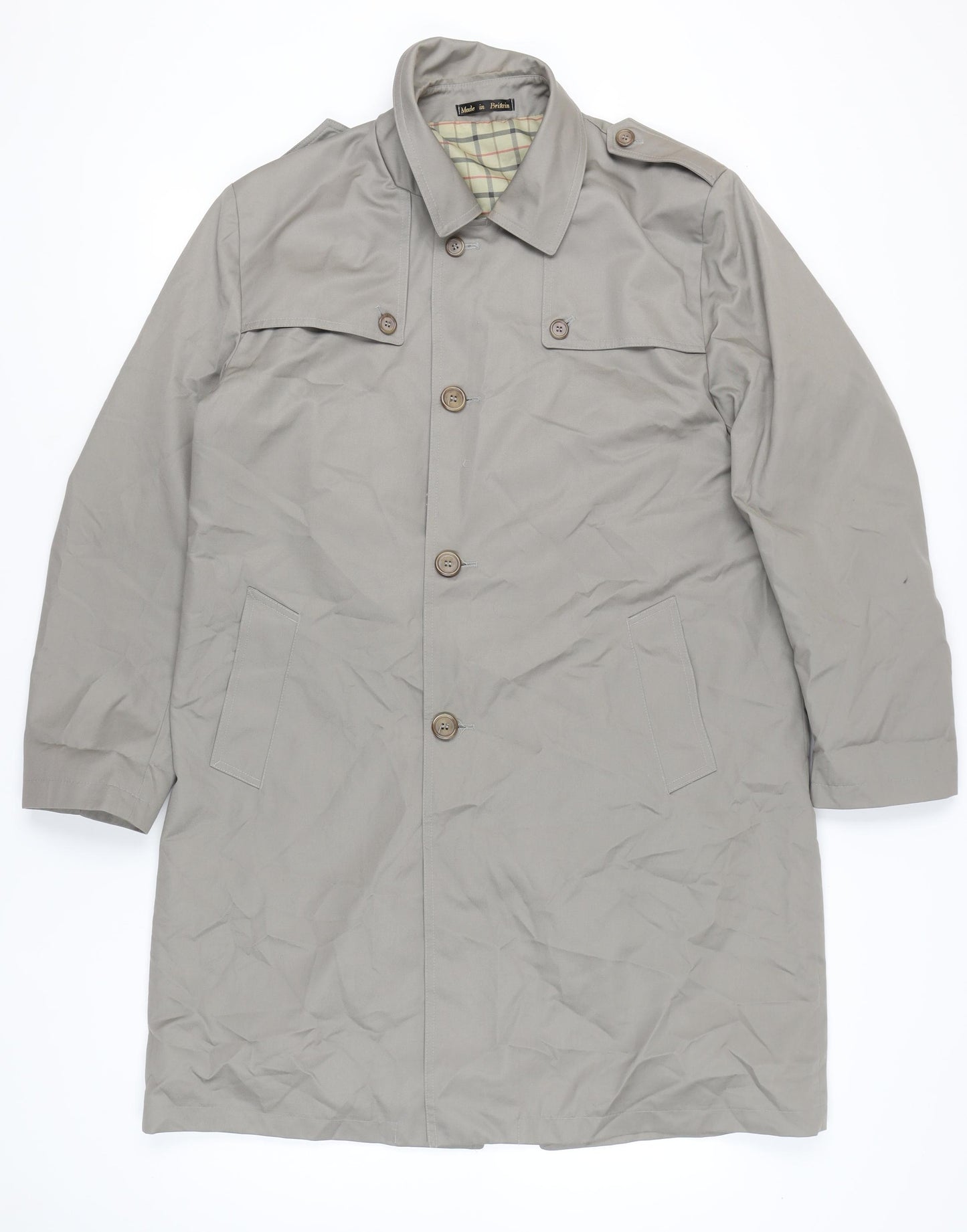 Wellington Mens Grey Overcoat Jacket Size 40 Regular Fit Polyester Cotton