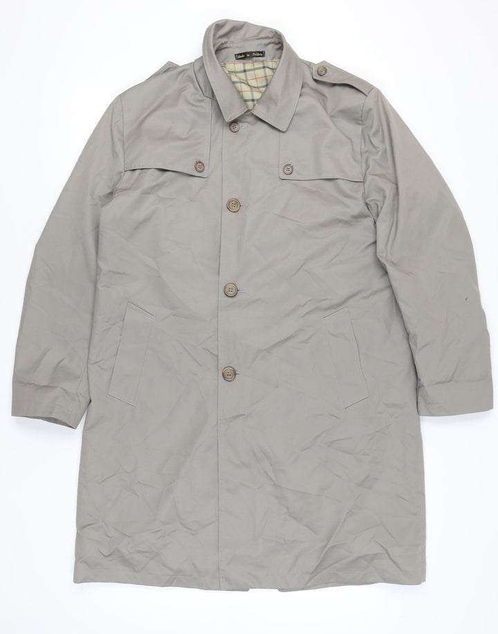 Wellington Mens Grey Overcoat Jacket Size 40 Regular Fit Polyester Cotton