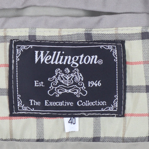 Wellington Mens Grey Overcoat Jacket Size 40 Regular Fit Polyester Cotton