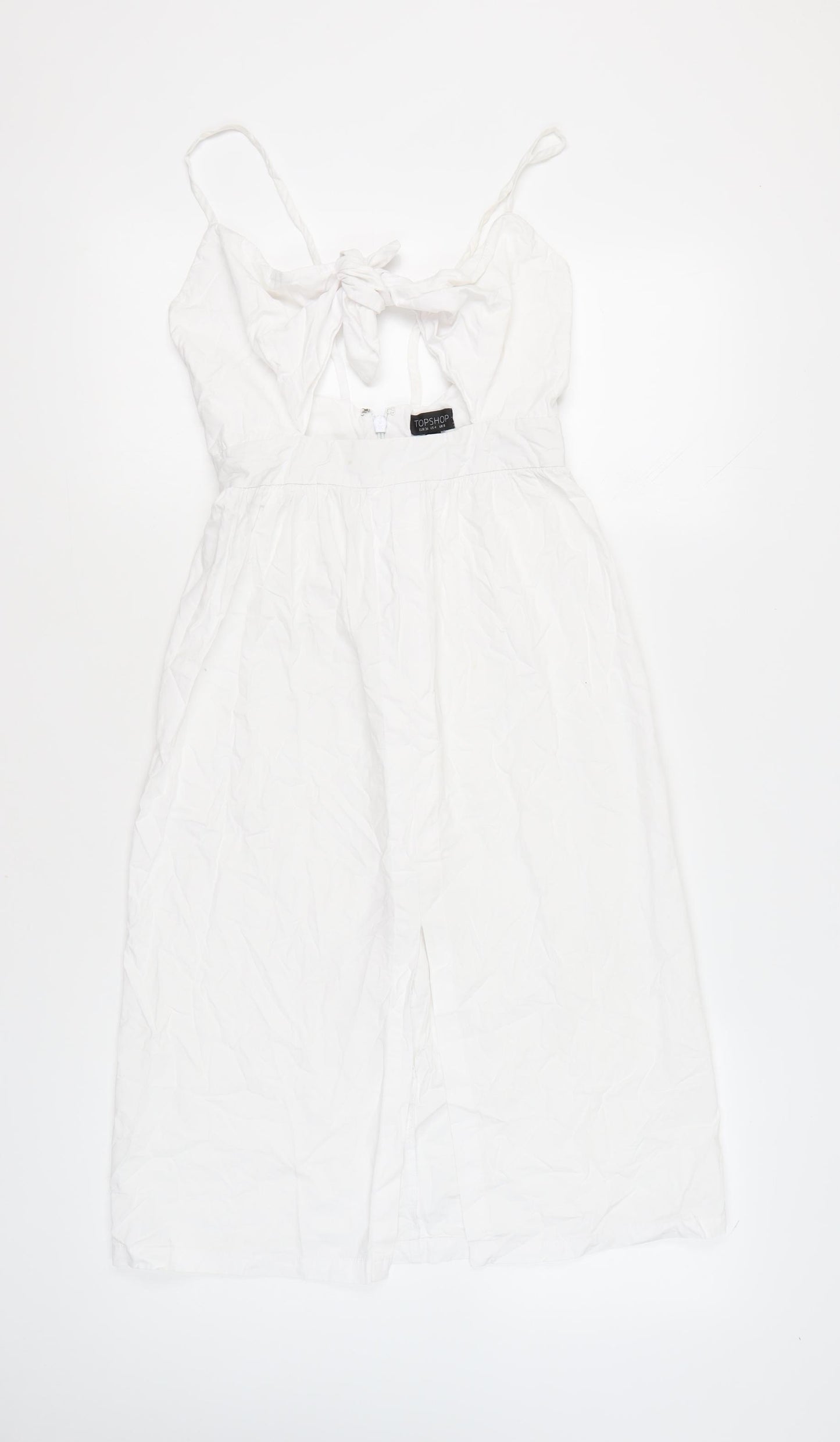 Topshop Women’s White Cotton Midi Slip Dress Size 8 Strappy Summer