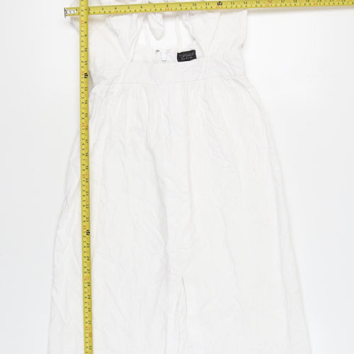 Topshop Women’s White Cotton Midi Slip Dress Size 8 Strappy Summer