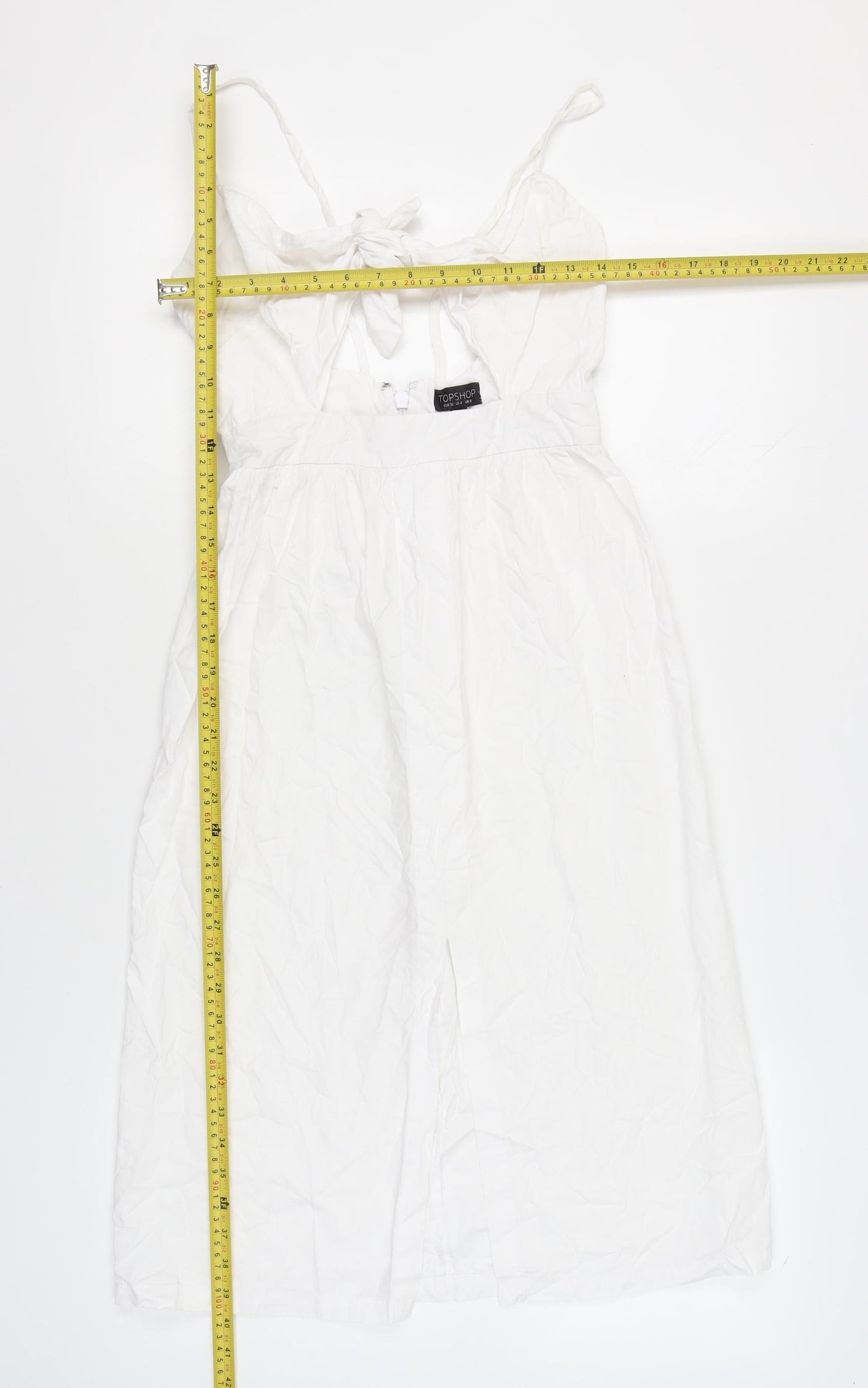 Topshop Women’s White Cotton Midi Slip Dress Size 8 Strappy Summer