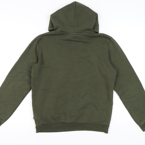 Puma Unisex Kids Green Pullover Hoodie 14-15Y Logo Graphic Fleece