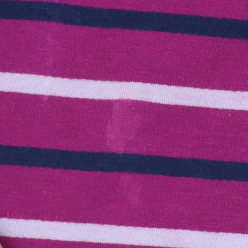 Lands' End Womens Pink XS Petite Striped 1/4 Zip Sweatshirt