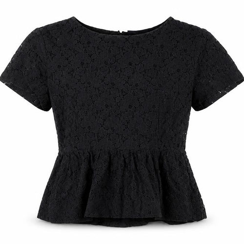 French Connection Women’s Black Lace Peplum Blouse UK 8