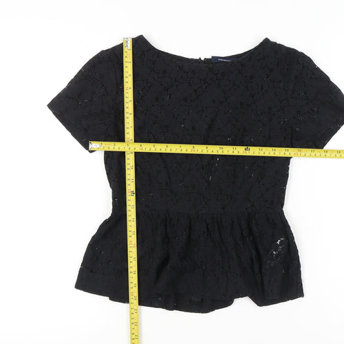 French Connection Women’s Black Lace Peplum Blouse UK 8