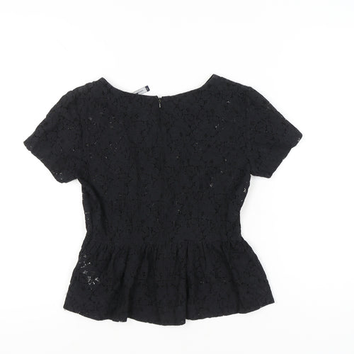 French Connection Women’s Black Lace Peplum Blouse UK 8