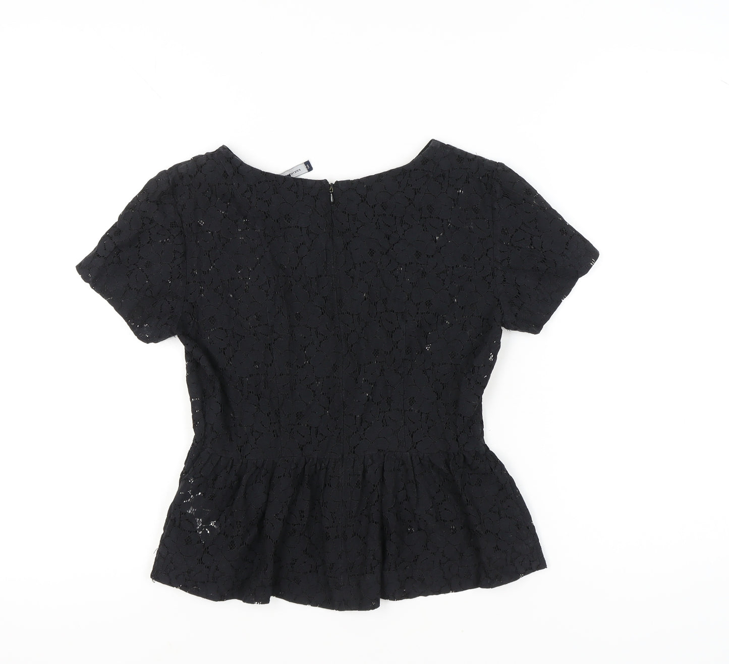 French Connection Women’s Black Lace Peplum Blouse UK 8