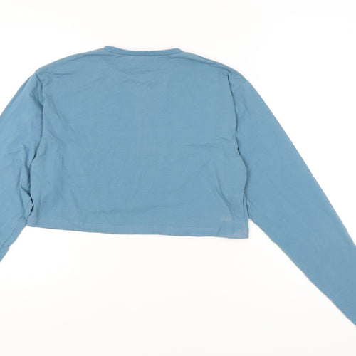 Alphalete Women Blue Medium Cropped Long Sleeve Cotton T-Shirt