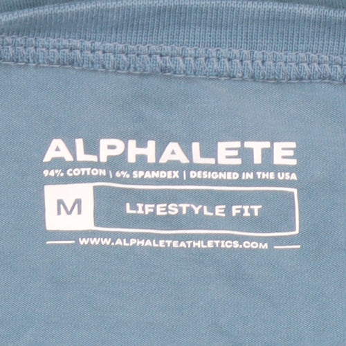 Alphalete Women Blue Medium Cropped Long Sleeve Cotton T-Shirt