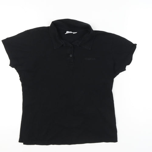 LA Gear Womens Black Polo Shirt UK 12 Short Sleeve Casual