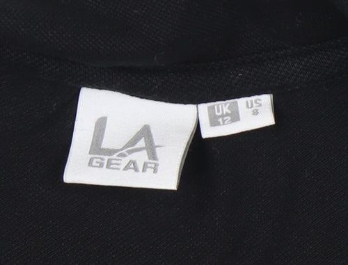 LA Gear Womens Black Polo Shirt UK 12 Short Sleeve Casual