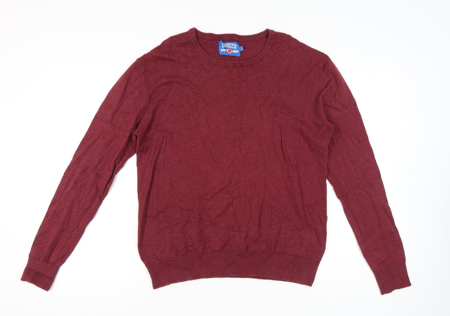 Twisted Gorilla Men's Red Cotton Blend Pullover Jumper Size L