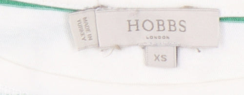 Hobbs Women’s White Green Striped Cotton 3/4 Sleeve T-Shirt XS