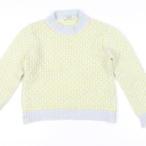 COCOGIO Womens Yellow Knit Pullover Jumper Size S Crew Neck Italy
