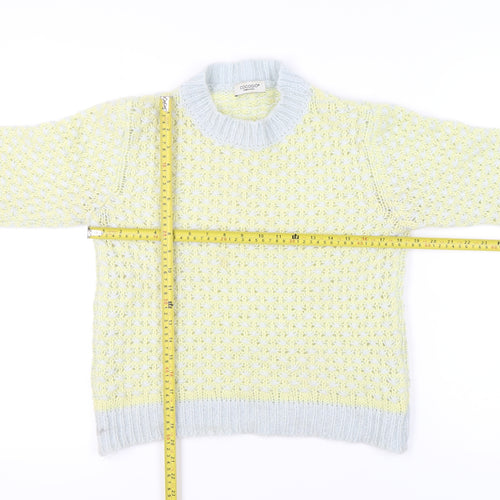COCOGIO Womens Yellow Knit Pullover Jumper Size S Crew Neck Italy