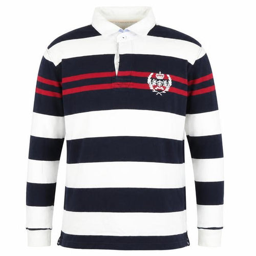 Wolsey Men’s Blue White Red Striped Long Sleeve Polo M Cotton
