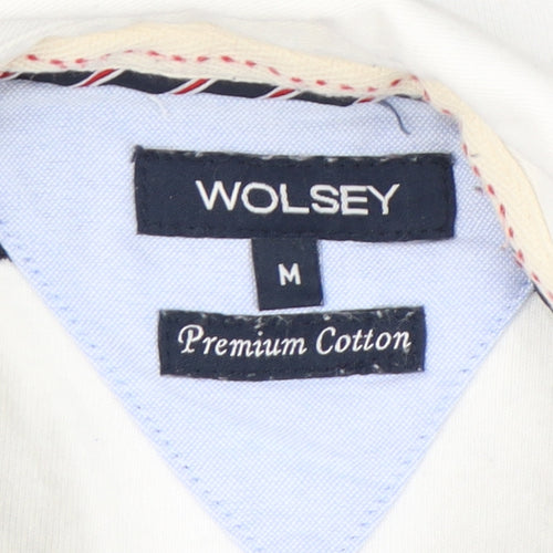 Wolsey Men’s Blue White Red Striped Long Sleeve Polo M Cotton