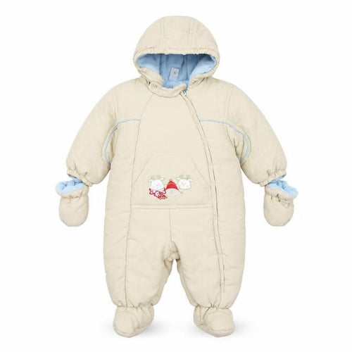 C&A Baby Club Unisex Beige 3-6m Hooded Snowsuit Padded Winter Outfit