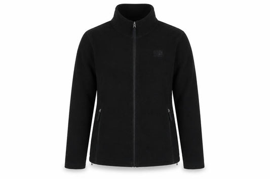 Front view of Karrimor women’s black fleece jacket, size UK 10, full zip pockets