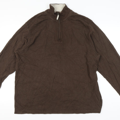 Old Navy Men’s Brown 2XL Pullover Sweatshirt 1/4 Zip Mock Neck