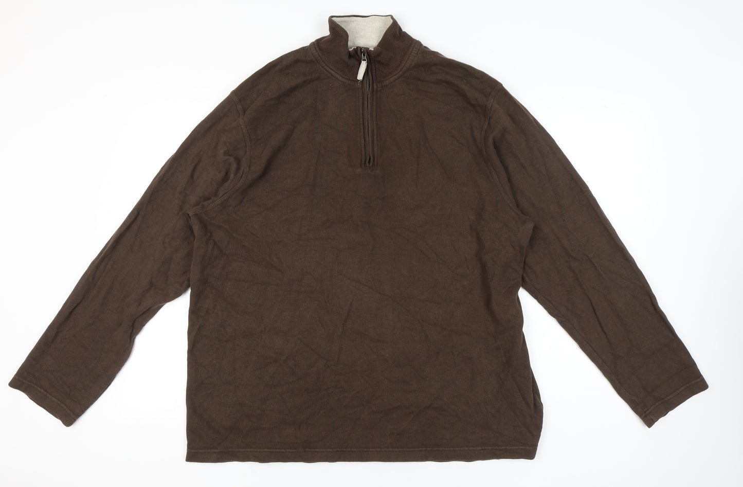 Old Navy Men’s Brown 2XL Pullover Sweatshirt 1/4 Zip Mock Neck