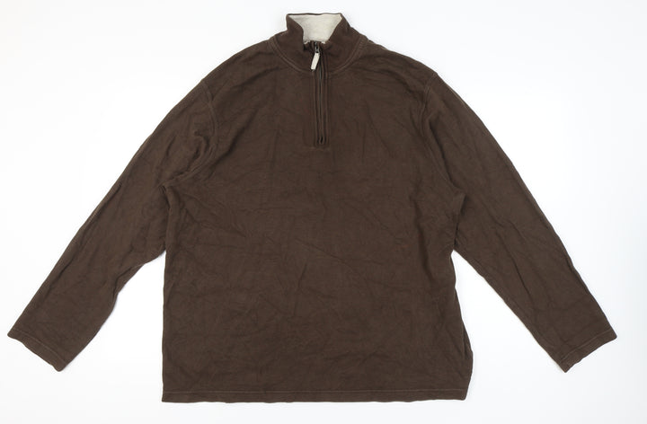 Old Navy Men’s Brown 2XL Pullover Sweatshirt 1/4 Zip Mock Neck