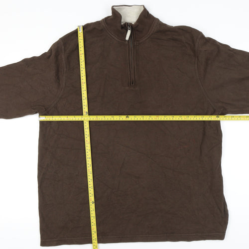 Old Navy Men’s Brown 2XL Pullover Sweatshirt 1/4 Zip Mock Neck