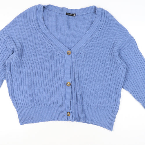 Nasty Gal Women’s Blue Cardigan UK 18 Relaxed Fit V-Neck Knit