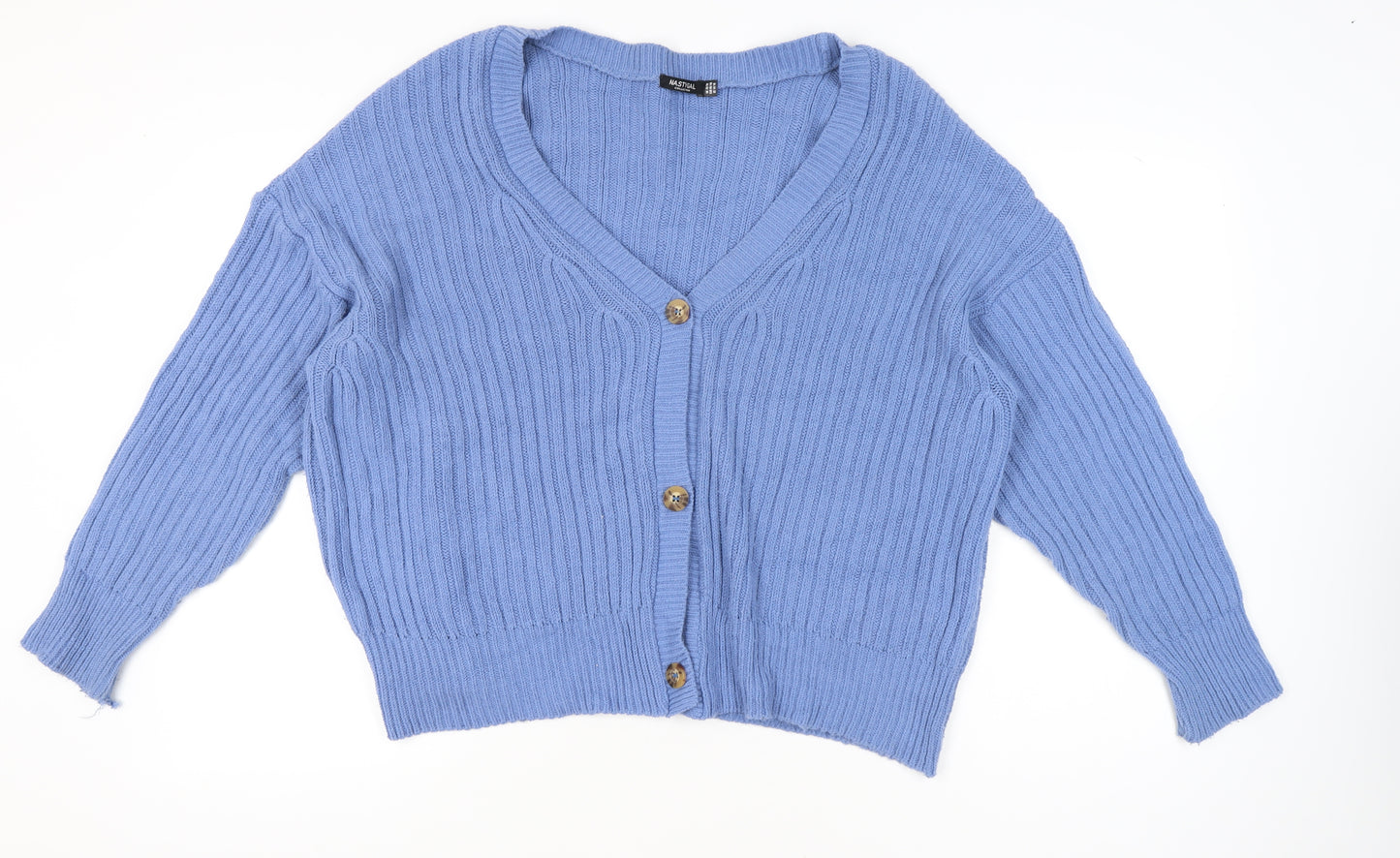 Nasty Gal Women’s Blue Cardigan UK 18 Relaxed Fit V-Neck Knit