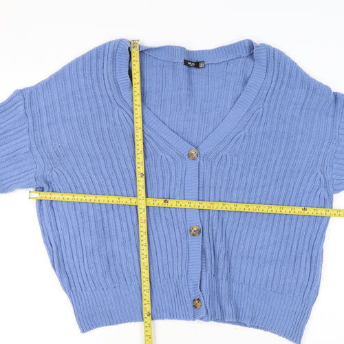 Nasty Gal Women’s Blue Cardigan UK 18 Relaxed Fit V-Neck Knit