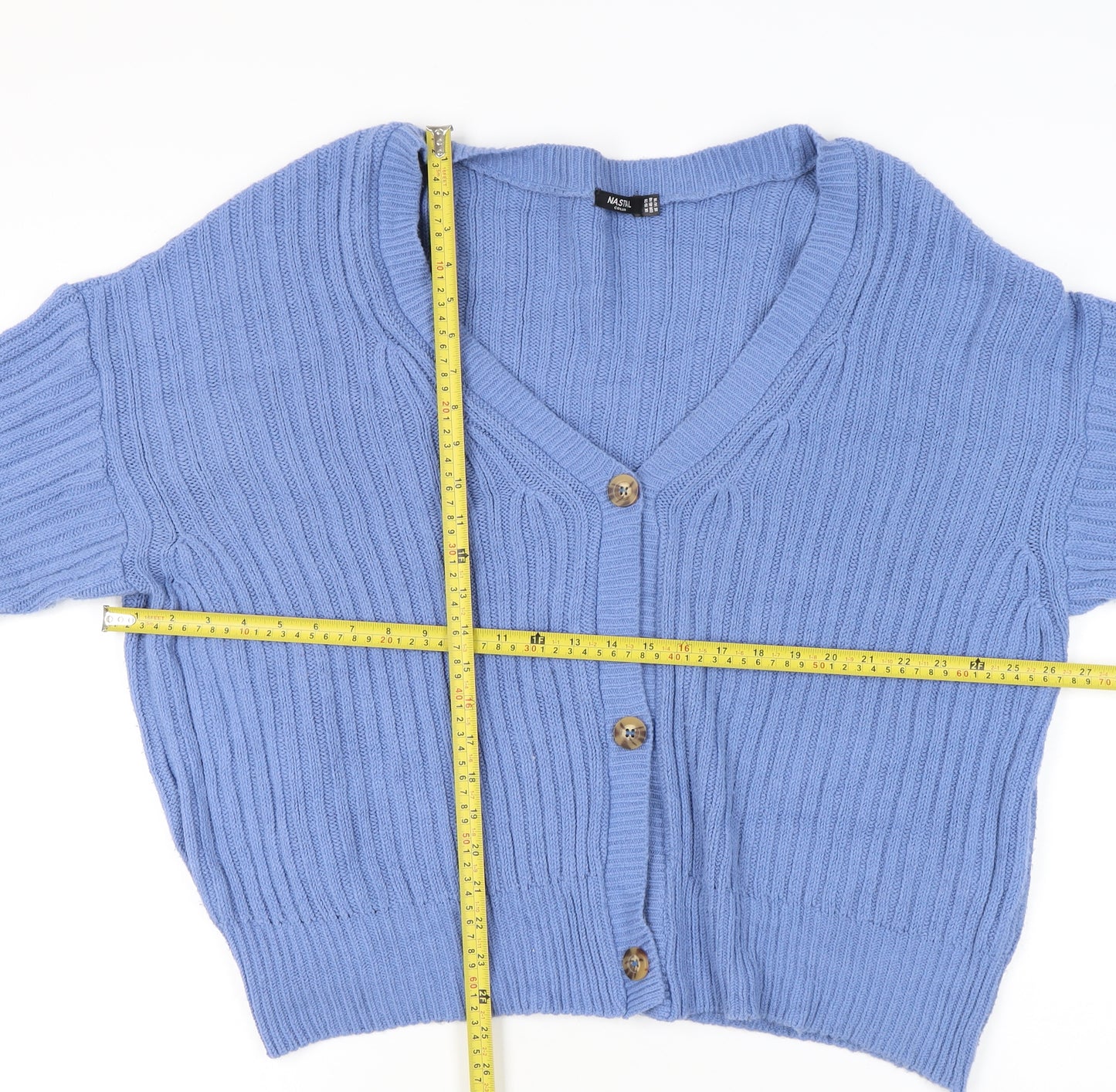 Nasty Gal Women’s Blue Cardigan UK 18 Relaxed Fit V-Neck Knit