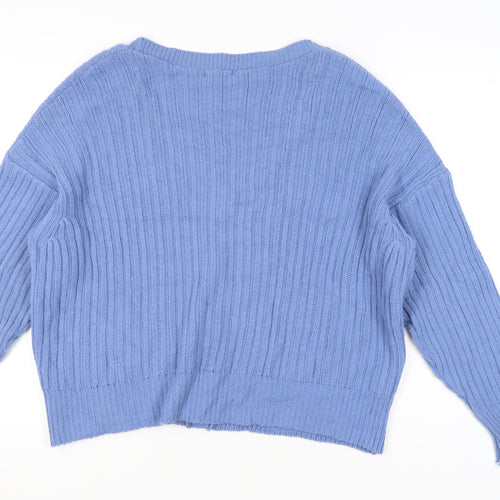 Nasty Gal Women’s Blue Cardigan UK 18 Relaxed Fit V-Neck Knit