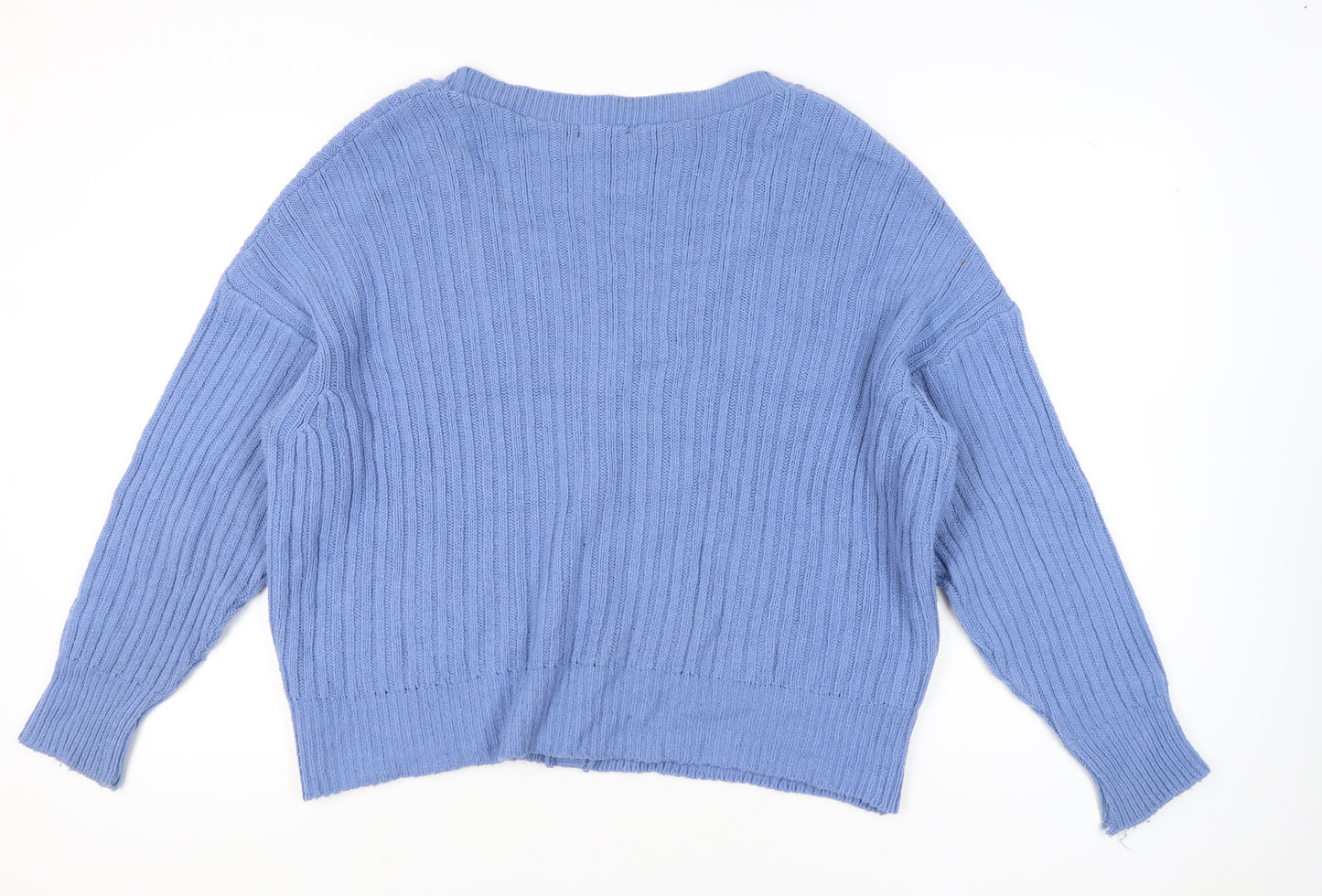 Nasty Gal Women’s Blue Cardigan UK 18 Relaxed Fit V-Neck Knit