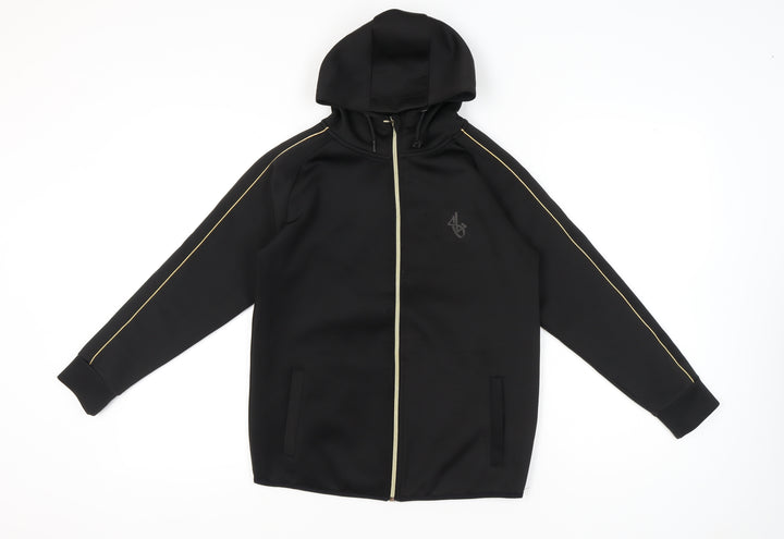 Sonneti Boys Black Full Zip Hoodie 12-13 Years Regular Fit Logo Jacket