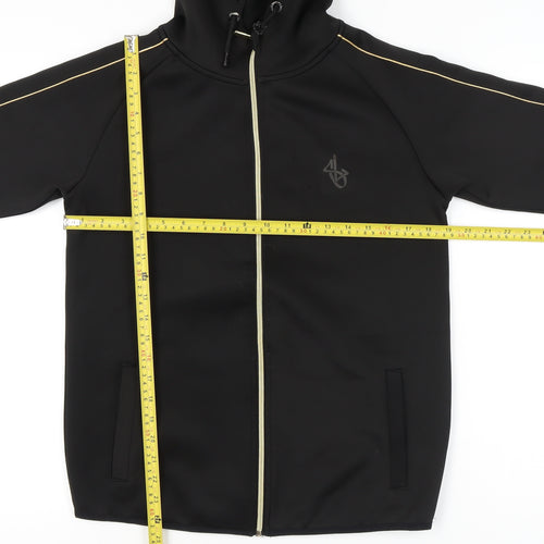 Sonneti Boys Black Full Zip Hoodie 12-13 Years Regular Fit Logo Jacket