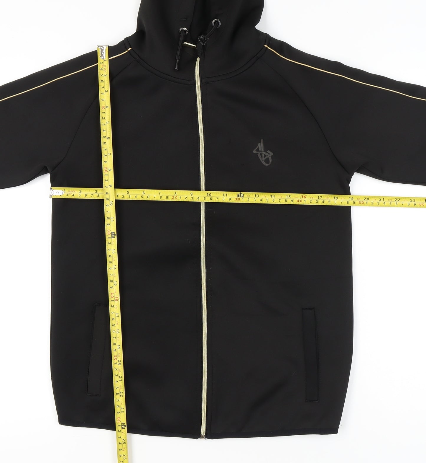 Sonneti Boys Black Full Zip Hoodie 12-13 Years Regular Fit Logo Jacket