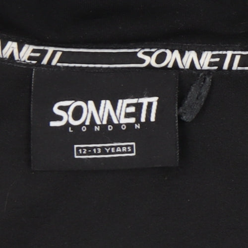 Sonneti Boys Black Full Zip Hoodie 12-13 Years Regular Fit Logo Jacket