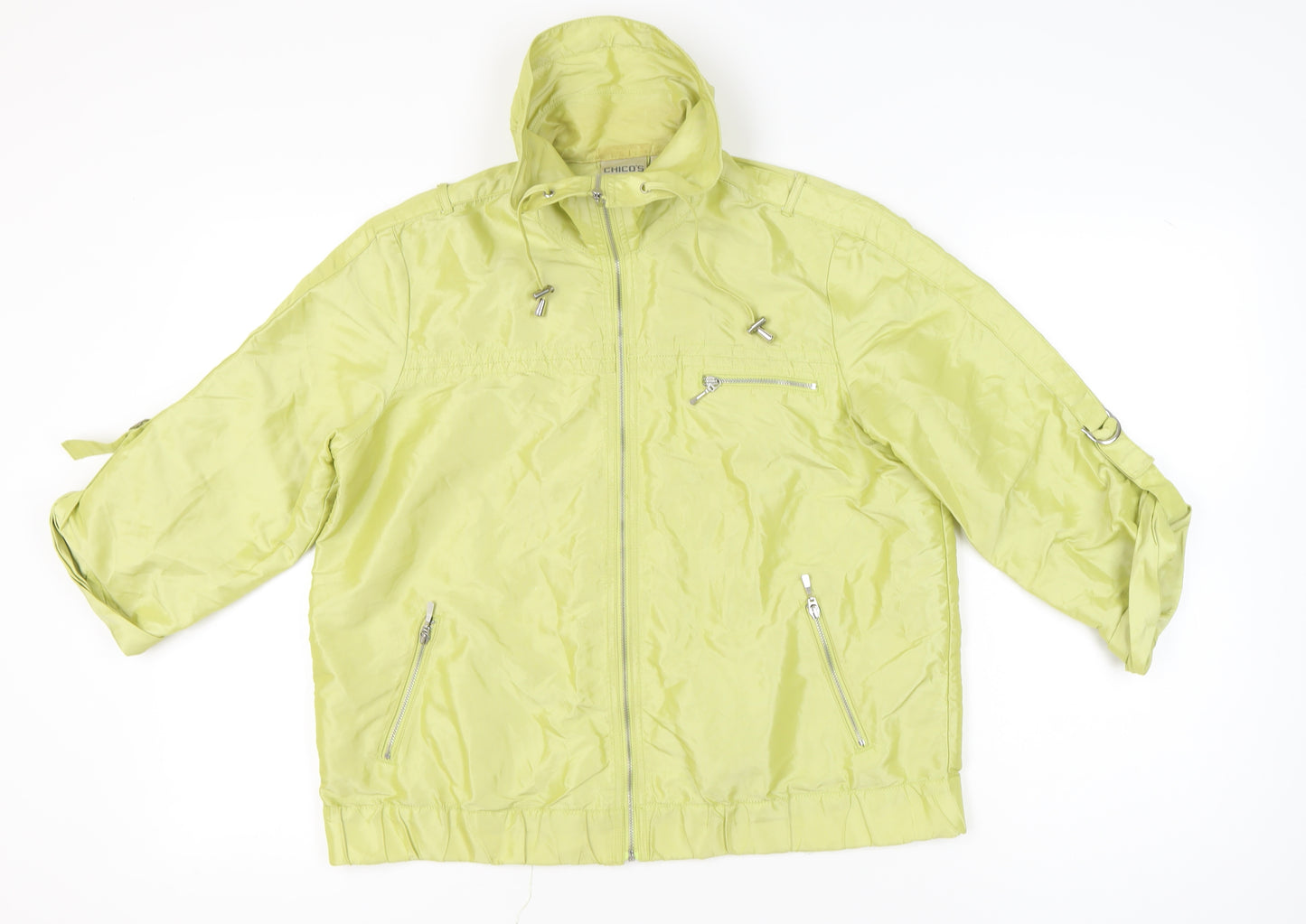 Chico's Women Green Size 16 Hooded Nylon Zip Jacket