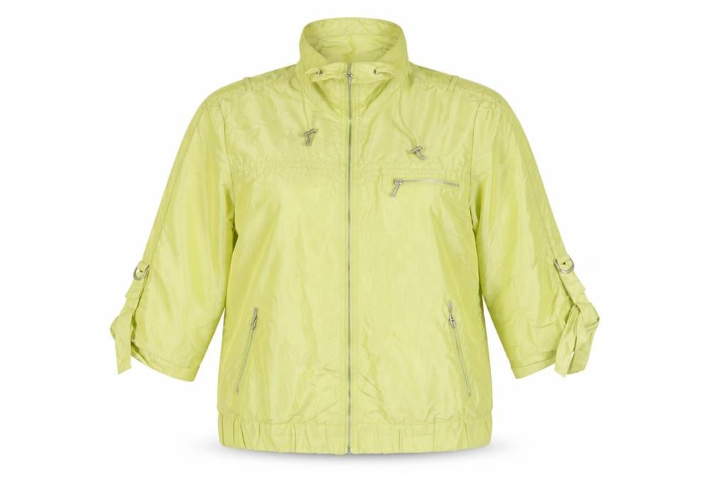 Front view of Chico's Women Green, size 16, Hooded Nylon Zip Jacket