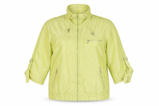 Front view of Chico's Women Green, size 16, Hooded Nylon Zip Jacket