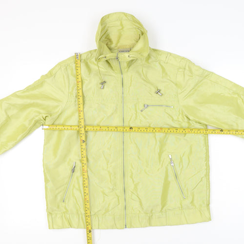 Chico's Women Green Size 16 Hooded Nylon Zip Jacket