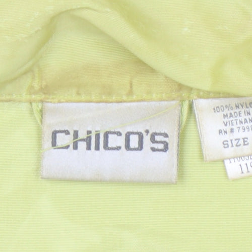 Chico's Women Green Size 16 Hooded Nylon Zip Jacket