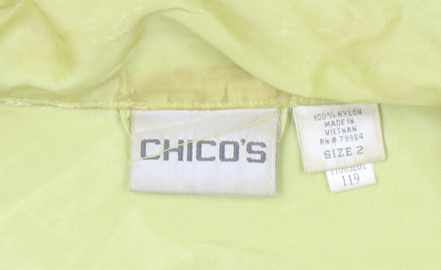 Chico's Women Green Size 16 Hooded Nylon Zip Jacket