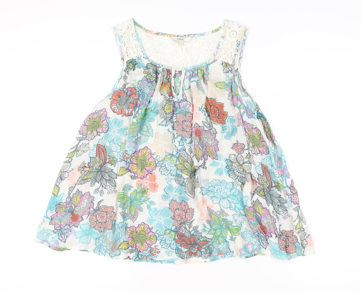 Next Women’s Multicoloured Floral Tunic Blouse UK 14 Sleeveless