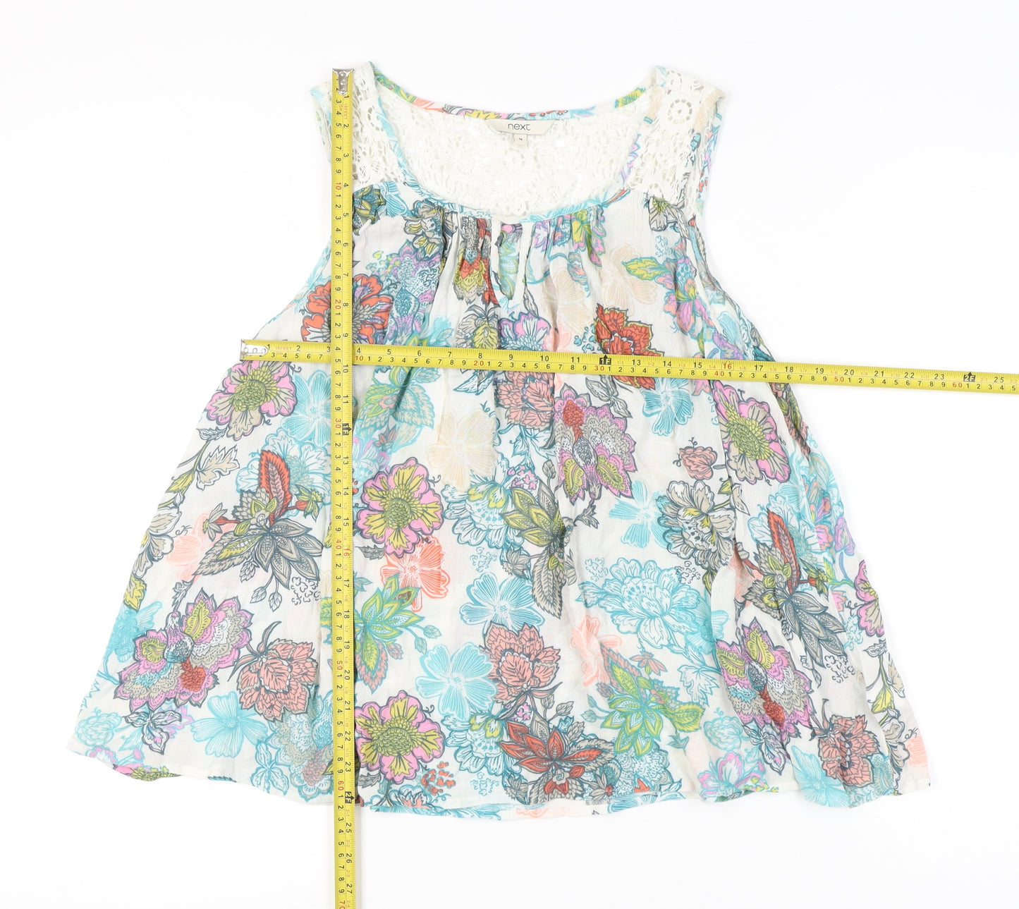 Next Women’s Multicoloured Floral Tunic Blouse UK 14 Sleeveless