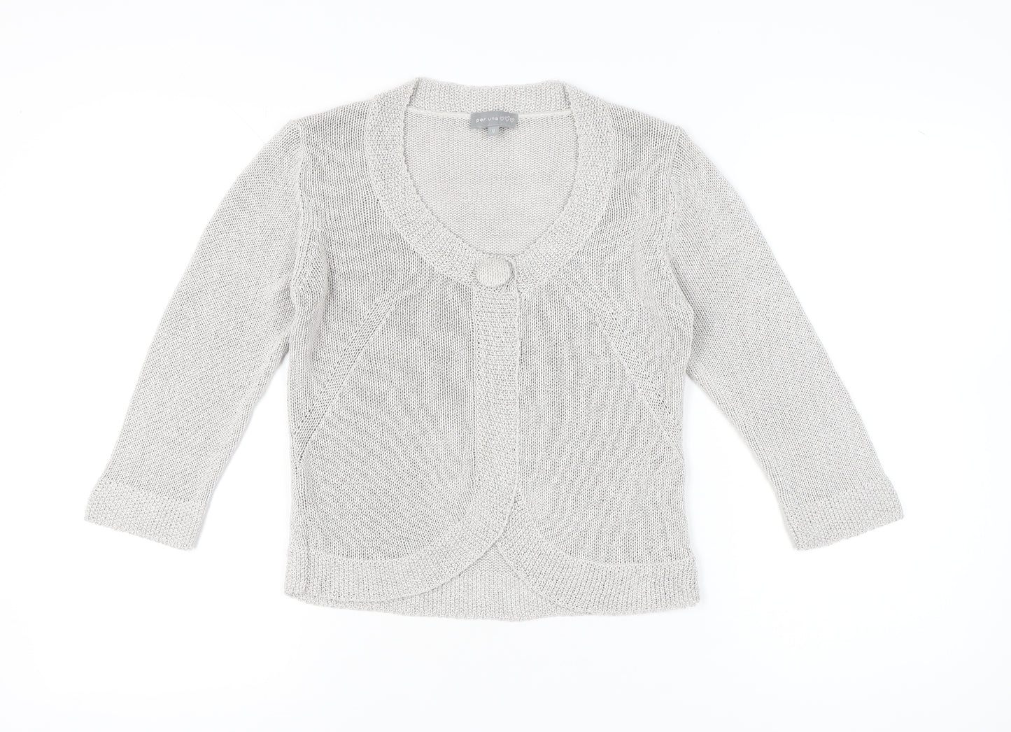 Marks and Spencer Women’s Grey Cardigan Size 12 Scoop Neck Knit