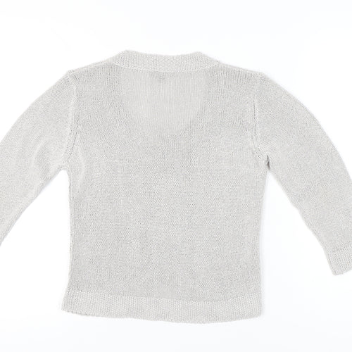 Marks and Spencer Women’s Grey Cardigan Size 12 Scoop Neck Knit