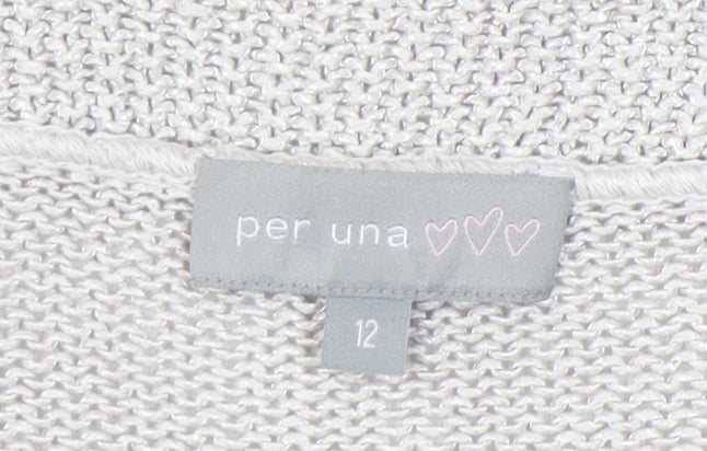Marks and Spencer Women’s Grey Cardigan Size 12 Scoop Neck Knit